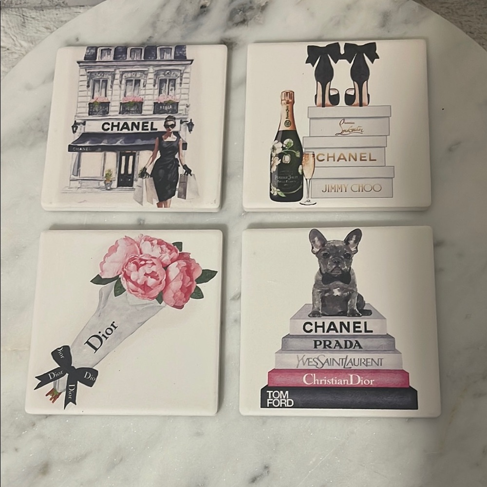 Set of 4 Assorted Coasters - Designer Inspired Art by Amanda Greenwood 🎁